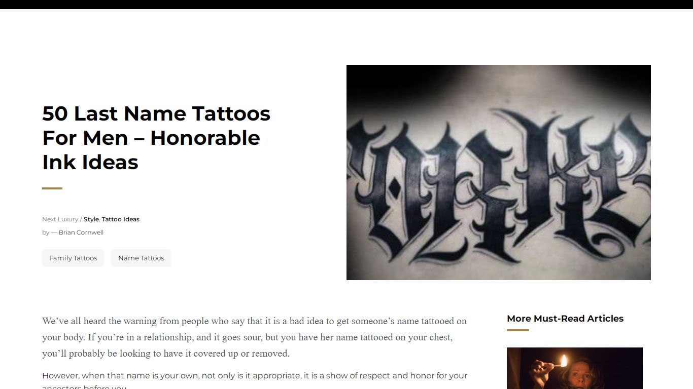 50 Last Name Tattoos For Men - Honorable Ink Ideas - Next Luxury